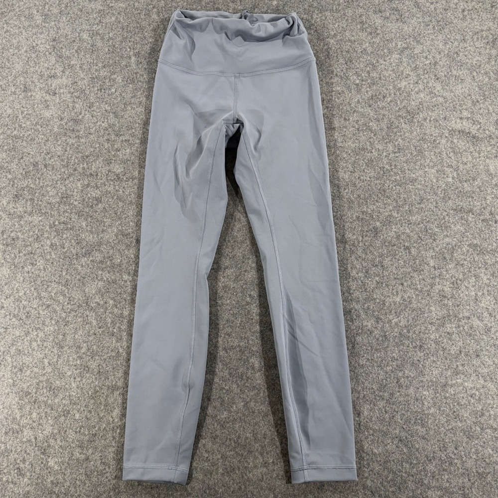 Lululemon High Rise Leggings Light Blue Gray Full Length Yoga Pants Size 4